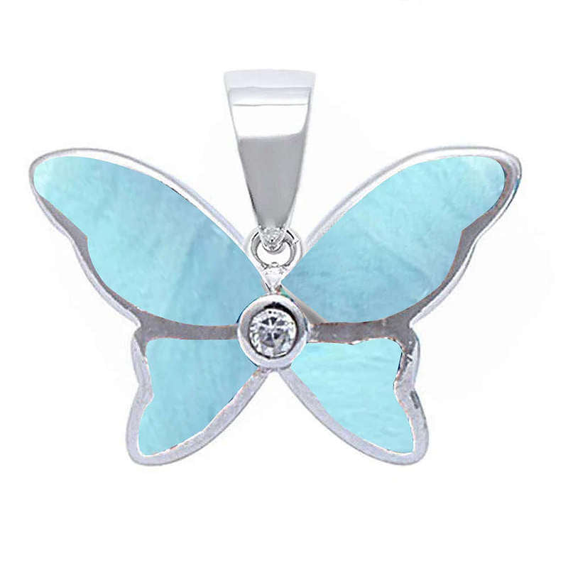 White Opal Butterfly Necklace