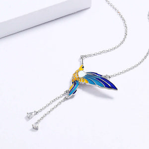 Yellow and Blue Bird Necklace