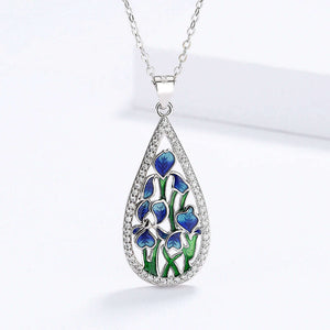 Sterling Silver Blue flower necklace
