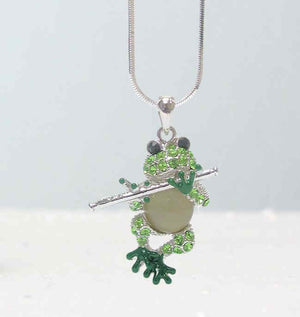 Frog Playing Flute Necklace