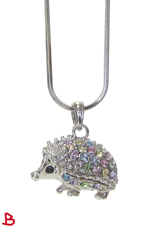 Hedgehog Necklace with pastel crystals
