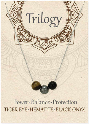 Inspirational stone trilogy necklace