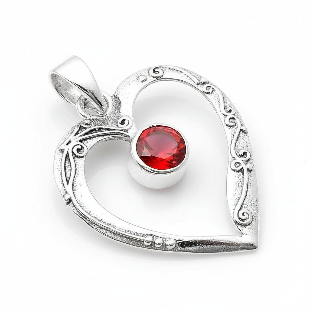 Hessonite Garnet Heart Pendant