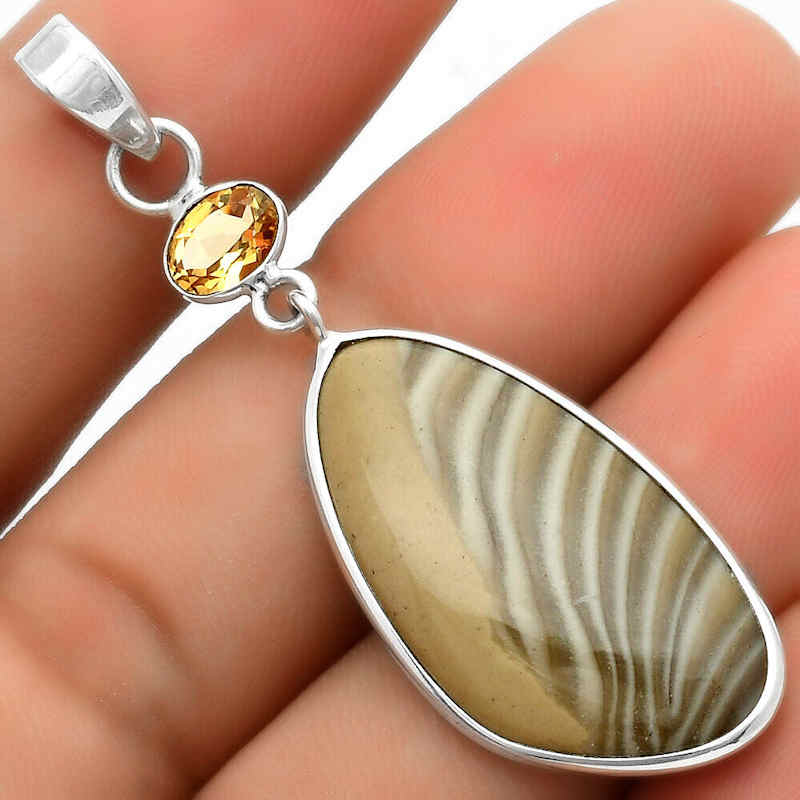 Flint and Citrine Pendant