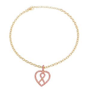 Rhinestone Breast Cancer Necklace