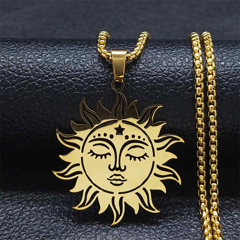 Sun Face Stainless Steel Necklace