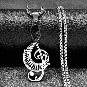 Treble Clef Stainless Steel Necklace