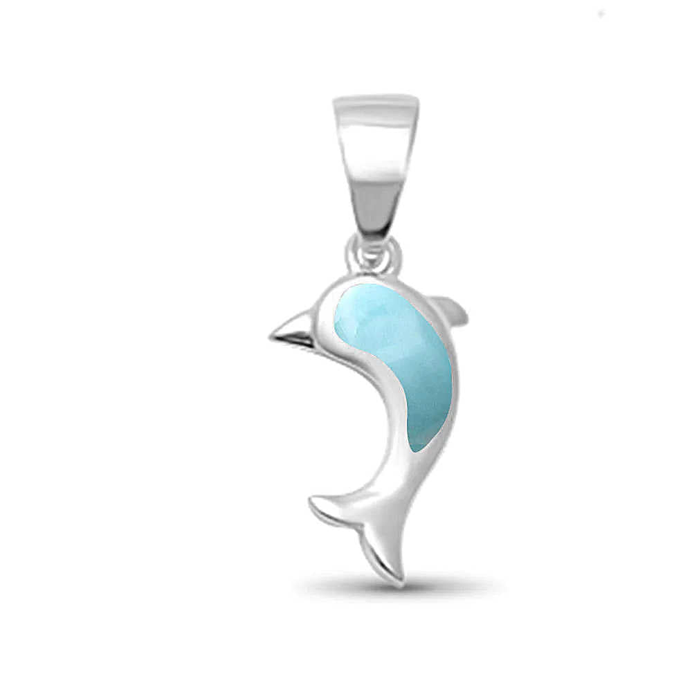 Larimar Dolphin Silver Pendant
