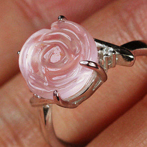 flower rose quartz ring