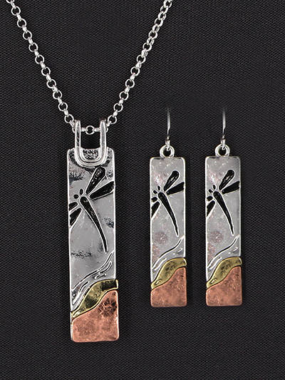 DRAGONFLY NECKLACE AND EARRING SET