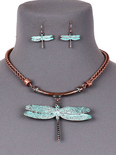 Dragonfly Necklace with Earring Set