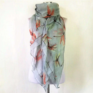 Dragonflies on off white scarf