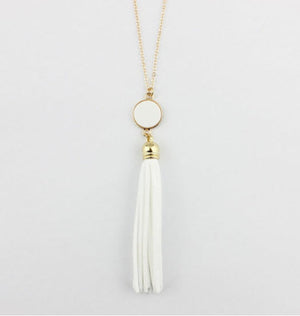 necklace long tassel white