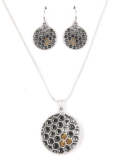 Honeycomb Necklace and Earring Set