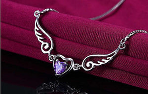 Sterling Silver Wing and heart necklace