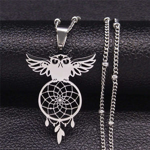 Owl on Dreamcatcher Necklace