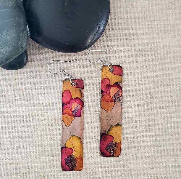 Alcohol Ink Earrings Rectangle