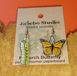Monarch Butterfly and Caterpillar Earrings